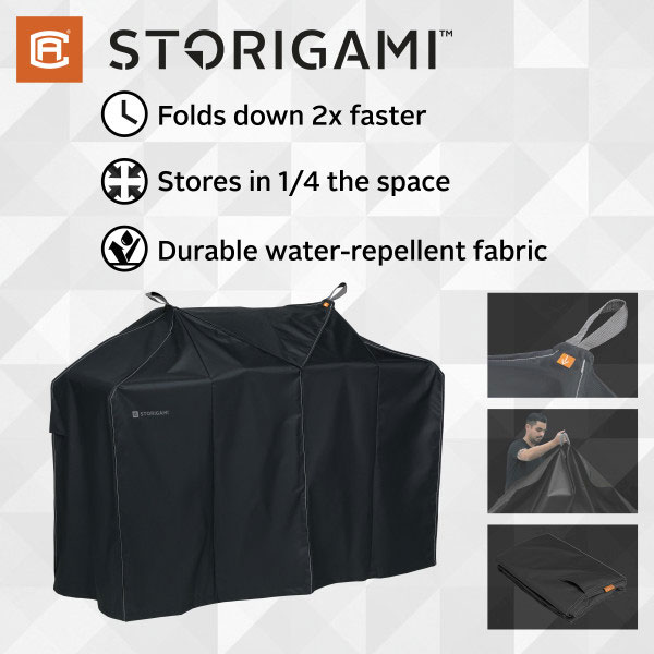 58" Storigami Easy Fold BBQ Grill Cover- Grey- Medium - Image 2